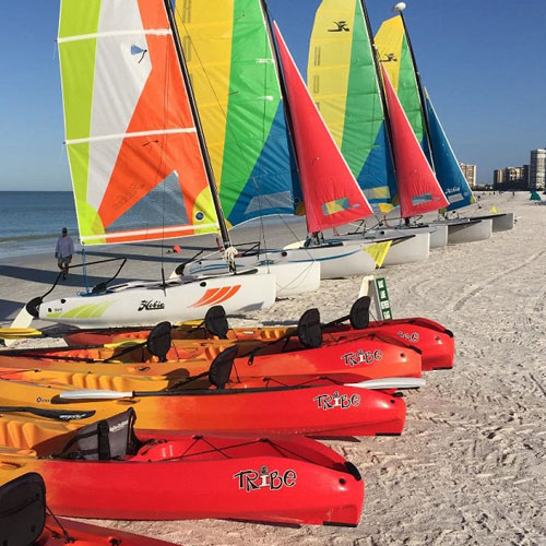 Kayaks and Sailboats for use along the beach at The Charter Club of Marco Beach® | Association Features Gallery